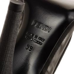 Pre Owned Fendi Zucca Mesh Peep Toe Pumps Size 39