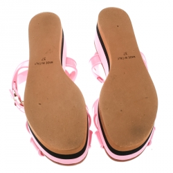 Pre Owned Fendi Pink PVC Hydra Crisscross Ankle Strap Platform Sandals Size 37