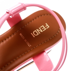 Pre Owned Fendi Pink PVC Hydra Crisscross Ankle Strap Platform Sandals Size 37