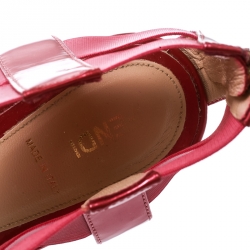 Fendi Metallic Pink Leather T-Strap Espadrille Wedge Sandals Size 40