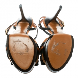 Pre Owned Fendi Brown Suede and Leather Bow Detail Platform Sandals Size 36.5