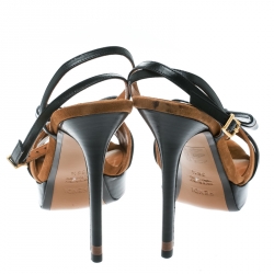 Pre Owned Fendi Brown Suede and Leather Bow Detail Platform Sandals Size 36.5