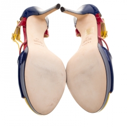 Pre Owned Fendi Multicolor Patent Leather Peep Toe T-Strap Sandals Size 40