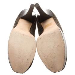 Pre Owned Fendi Tobacco Zucca Canvas Fendista Platform Pumps Size 40