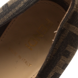 Pre Owned Fendi Tobacco Zucca Canvas Fendista Platform Pumps Size 40