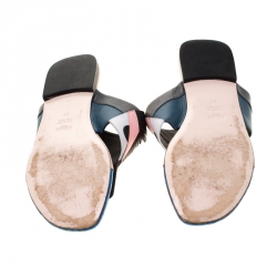 Pre Owned Fendi Multicolor Leather Bug Monster Thong Sandals Size 38