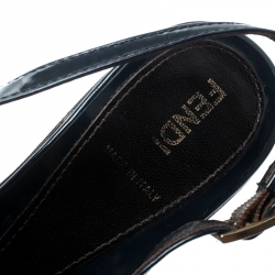 Pre Owned Fendi Blue Leather Open Toe Slingback Sandals Size 41