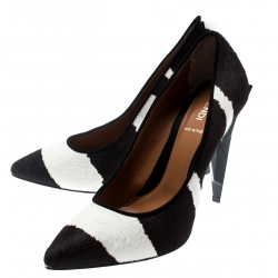 Pre Owned Fendi Brown And White Zebra Print Pony Hair Diamond Heel Pumps Size 39