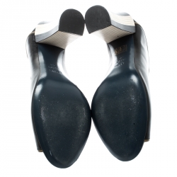 Pre Owned Fendi Black Leather Scallop Lined Peep Toe Pumps Size 40