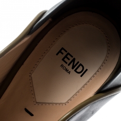 Pre Owned Fendi Black Leather Scallop Lined Peep Toe Pumps Size 40