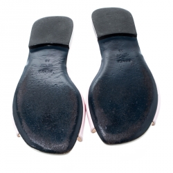 Pre Owned Fendi Light Pink Leather Open Toe Flat Slides Size 38