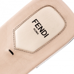 Pre Owned Fendi Light Pink Leather Open Toe Flat Slides Size 38