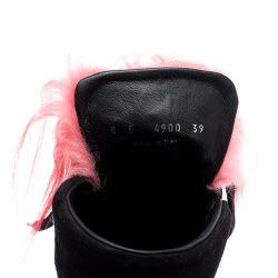 Pre Owned Fendi Multicolor Suede And Fox Fur Karlito High Top Sneakers Size 39