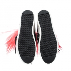 Pre Owned Fendi Multicolor Suede And Fox Fur Karlito High Top Sneakers Size 39