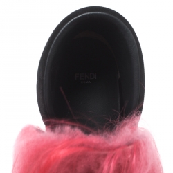 Pre Owned Fendi Multicolor Suede And Fox Fur Karlito High Top Sneakers Size 39