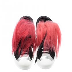 Pre Owned Fendi Multicolor Suede And Fox Fur Karlito High Top Sneakers Size 39