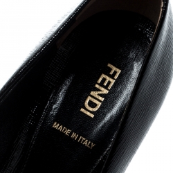Pre Owned Fendi Black Textured Leather Pointed Toe Pumps Size 36