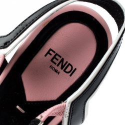 Pre Owned Fendi Tricolor Patent Leather T Strap Peep Toe Platform Sandals Size 38