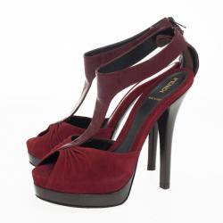 Pre Owned Fendi Red ‘Lisa’ T-Strap Platform Sandals Size 37.5