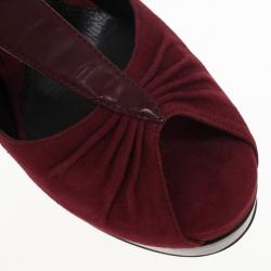 Pre Owned Fendi Red ‘Lisa’ T-Strap Platform Sandals Size 37.5