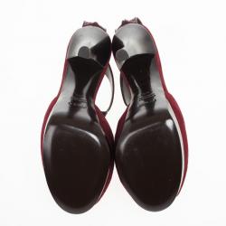 Pre Owned Fendi Red ‘Lisa’ T-Strap Platform Sandals Size 37.5