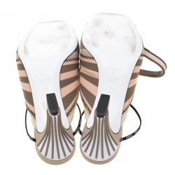 Pre Owned Fendi Multicolor Rubber And Technical Fabric Ankle Strap Sandals Size 36