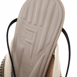 Pre Owned Fendi Multicolor Rubber And Technical Fabric Ankle Strap Sandals Size 36