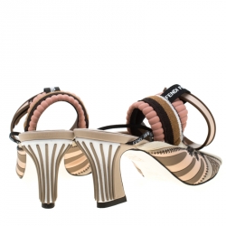 Pre Owned Fendi Multicolor Rubber And Technical Fabric Ankle Strap Sandals Size 36