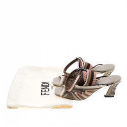 Pre Owned Fendi Multicolor Rubber And Technical Fabric Ankle Strap Sandals Size 36