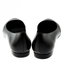 Pre Owned Fendi Black Leather Ballet Flats Size 39