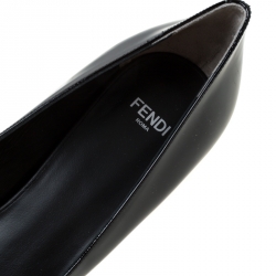 Pre Owned Fendi Monochrome Patent Leather Block Heel Pumps Size 39