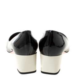 Pre Owned Fendi Monochrome Patent Leather Block Heel Pumps Size 39