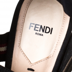 Pre Owned Fendi Black/Brown Mesh Colibri Slingback Pumps Size 38