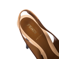 مملوكة مسبقًا Fendi Multicolor Leather Color-Block Peep Toe Slingback Sandals Size 39