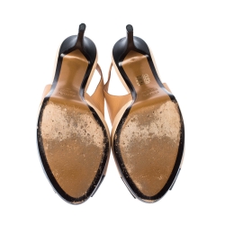 مملوكة مسبقًا Fendi Multicolor Leather Color-Block Peep Toe Slingback Sandals Size 39