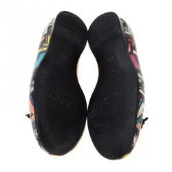 Pre Owned Fendi Multicolor Zucca Spalmati Coated Canvas Ballet Flats Size 39