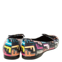 Pre Owned Fendi Multicolor Zucca Spalmati Coated Canvas Ballet Flats Size 39