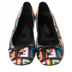 Pre Owned Fendi Multicolor Zucca Spalmati Coated Canvas Ballet Flats Size 39