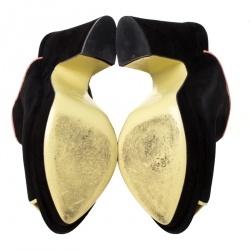 Pre Owned Fendi Black Suede Wave Mules Platform Sandals Size 39