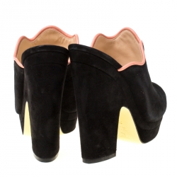 Pre Owned Fendi Black Suede Wave Mules Platform Sandals Size 39