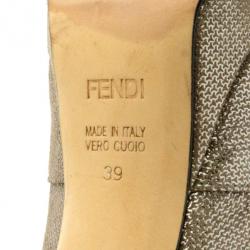 Fendi Metallic Suede Deco Bow Platform Pumps Size 39