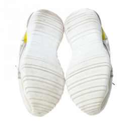 Pre Owned Fendi White Mesh Lace Up Low Top Sneakers Size 37