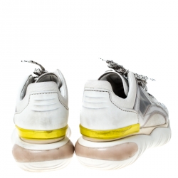 Pre Owned Fendi White Mesh Lace Up Low Top Sneakers Size 37