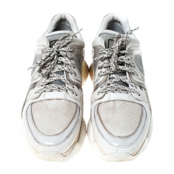 Pre Owned Fendi White Mesh Lace Up Low Top Sneakers Size 37