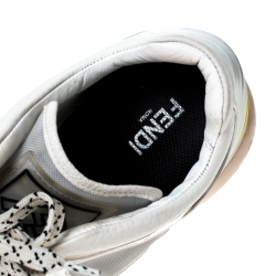 Pre Owned Fendi White Mesh Lace Up Low Top Sneakers Size 37