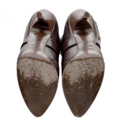 مملوكة مسبقًا Fendi Purple Leather Buckle Knee Length Boots Size 37