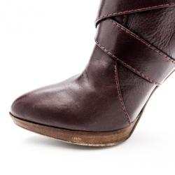 مملوكة مسبقًا Fendi Purple Leather Buckle Knee Length Boots Size 37