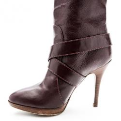 مملوكة مسبقًا Fendi Purple Leather Buckle Knee Length Boots Size 37