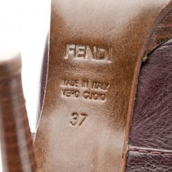 مملوكة مسبقًا Fendi Purple Leather Buckle Knee Length Boots Size 37