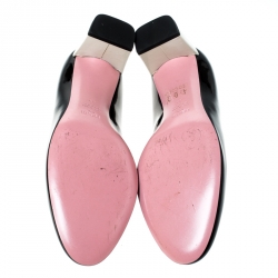 Pre Owned Fendi Black Patent Leather Block Heel Pumps Size 39